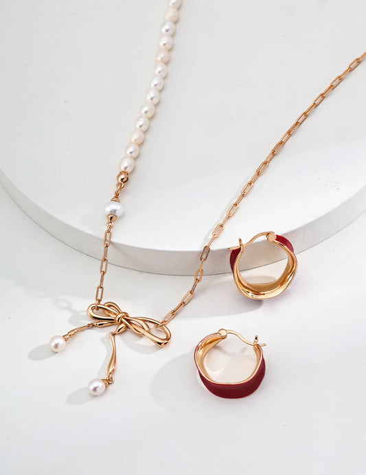 Natural Bowknot Pearl Necklace