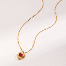 Red Steel Jade Love Zircon Necklace