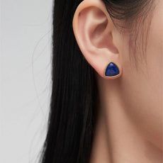 Triangular Lapis Lazuli Stud Earrings