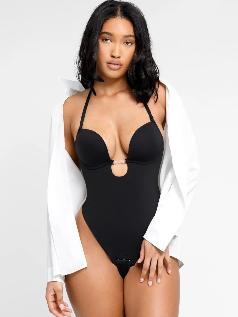  One-Piece Front Low-Cut Beauty Back Wedding Thong Bodysuit