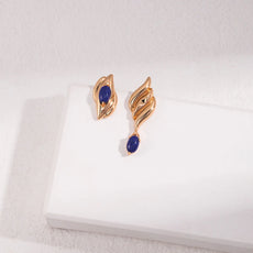 Natural Lapis Lazuli Asymmetrical Earrings