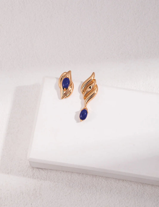 Natural Lapis Lazuli Asymmetrical Earrings