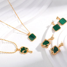 Green Malachite Dangle Earrings