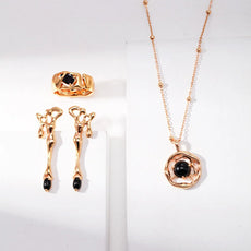 Black Spinel Band Open Ring