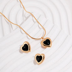 Black Drop Glaze Love Necklace