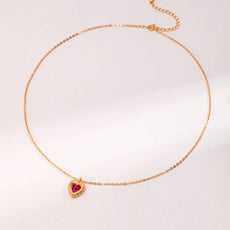 Red Steel Jade Love Zircon Necklace