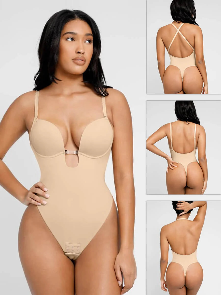  One-Piece Front Low-Cut Beauty Back Wedding Thong Bodysuit