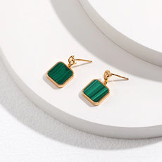 Green Malachite Dangle Earrings