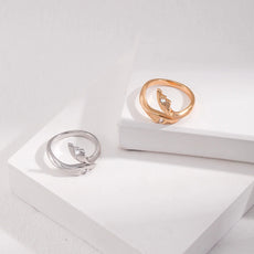 Simple Feather Style Zircon Ring