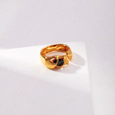 Black Spinel Band Open Ring