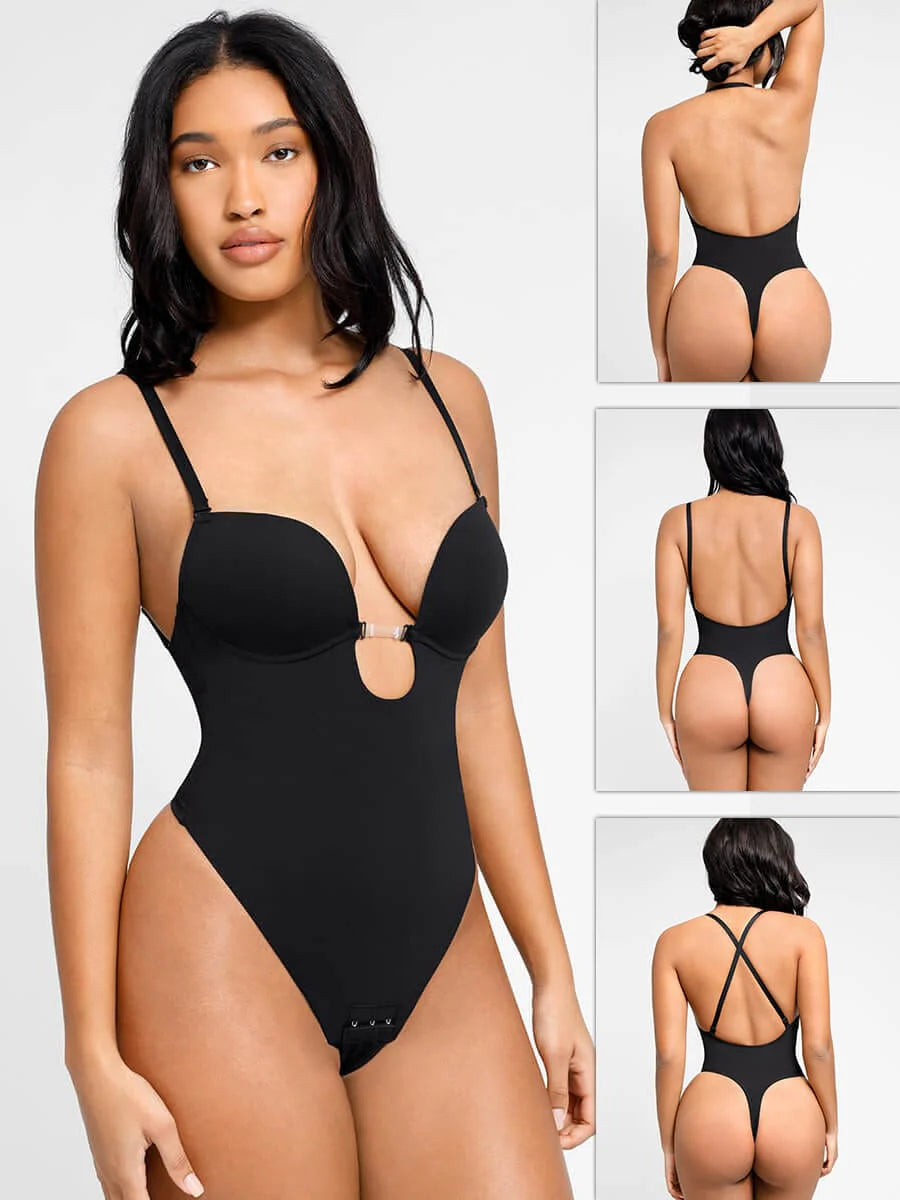  One-Piece Front Low-Cut Beauty Back Wedding Thong Bodysuit