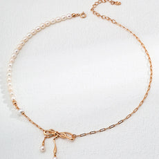 Natural Bowknot Pearl Necklace