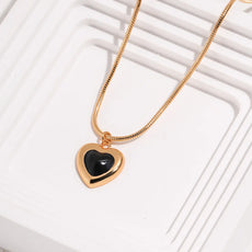 Black Drop Glaze Love Necklace