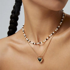Black Drop Glaze Love Necklace