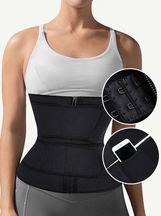 Wholesale plus Size Latex Double Belt Waist Trainer 7 Steel Bones Built-In Clips Inside